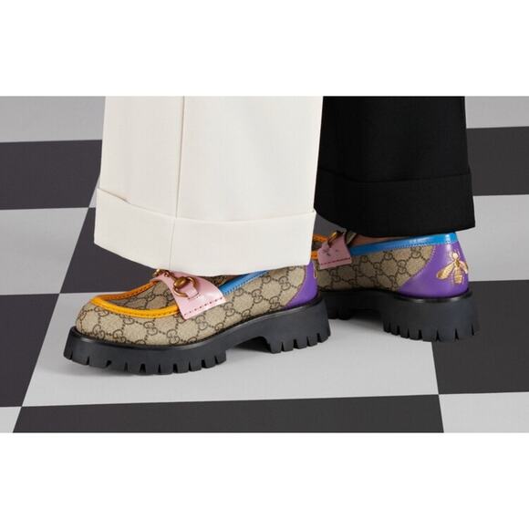 Gucci GG Lug Sole Horsebit Loafer Harald Logo Multicolor Color Block 8 - Picture 2 of 7